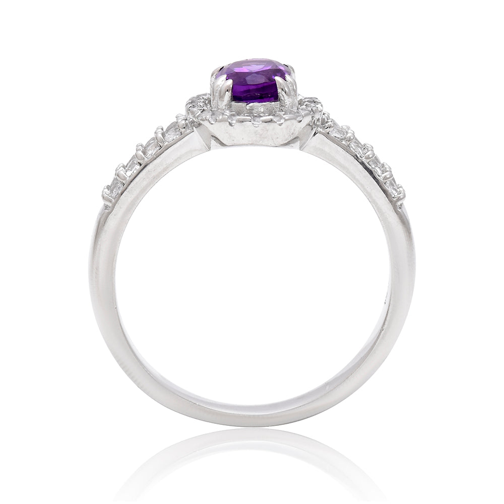Inel din Argint 925 ( 3.42 grame ) cu Ametist Marocan și Topaz Alb 0.77 Carate