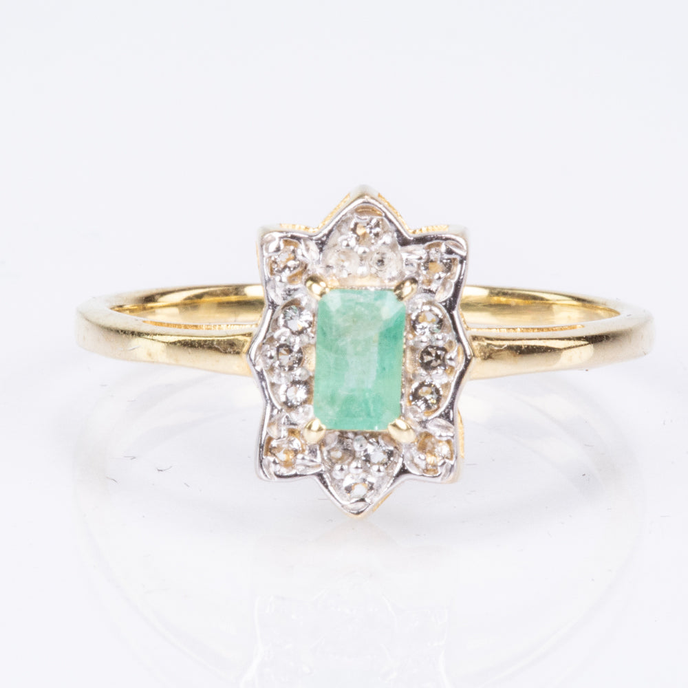 Inel din Argint 925 Placat cu Aur ( 2.16 grame ) cu Smarald Brazilian și Topaz Alb 0.41 Carate
