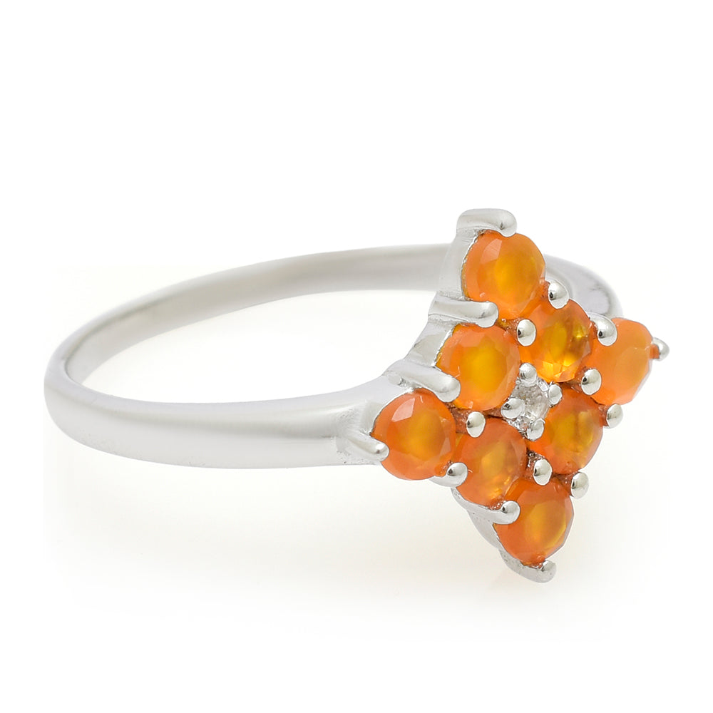 Inel din Argint 925 ( 2.29 grame ) cu Agat Roșu și Topaz Alb 0.91 Carate