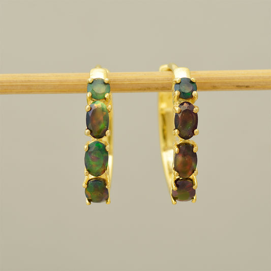 Cercei din Argint 925 Placat cu Aur ( 3.38 grame ) cu Opal Etiopian Lega Dembi 1.22 Carate