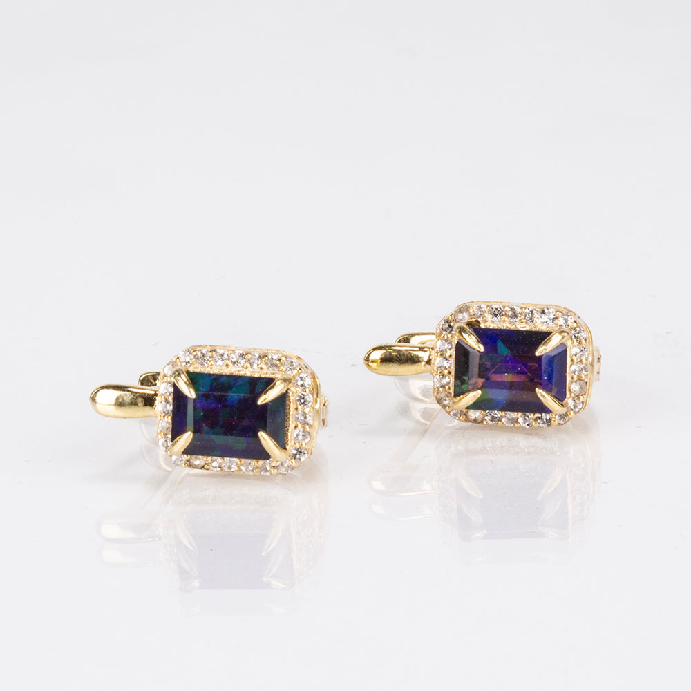 Cercei din Argint 925 Placat cu Aur ( 2.97 grame ) cu Opal Etiopian Lega Dembi 1.44 Carate