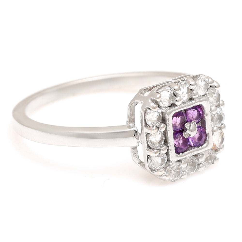 Inel din Argint 925 ( 2.09 grame ) cu Ametist Brazilian și Topaz Alb 3.01 Carate