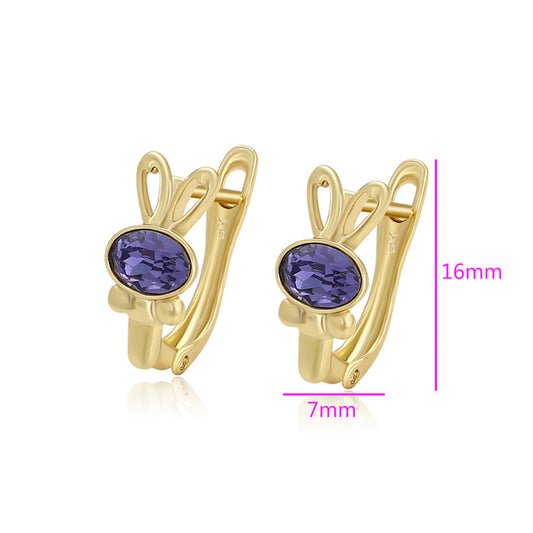 Cercei din Aliaj Placat cu Aur cu Cristal Violet Emporia®