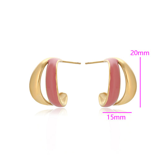 Cercei din Aliaj Placat cu Aur cu Email