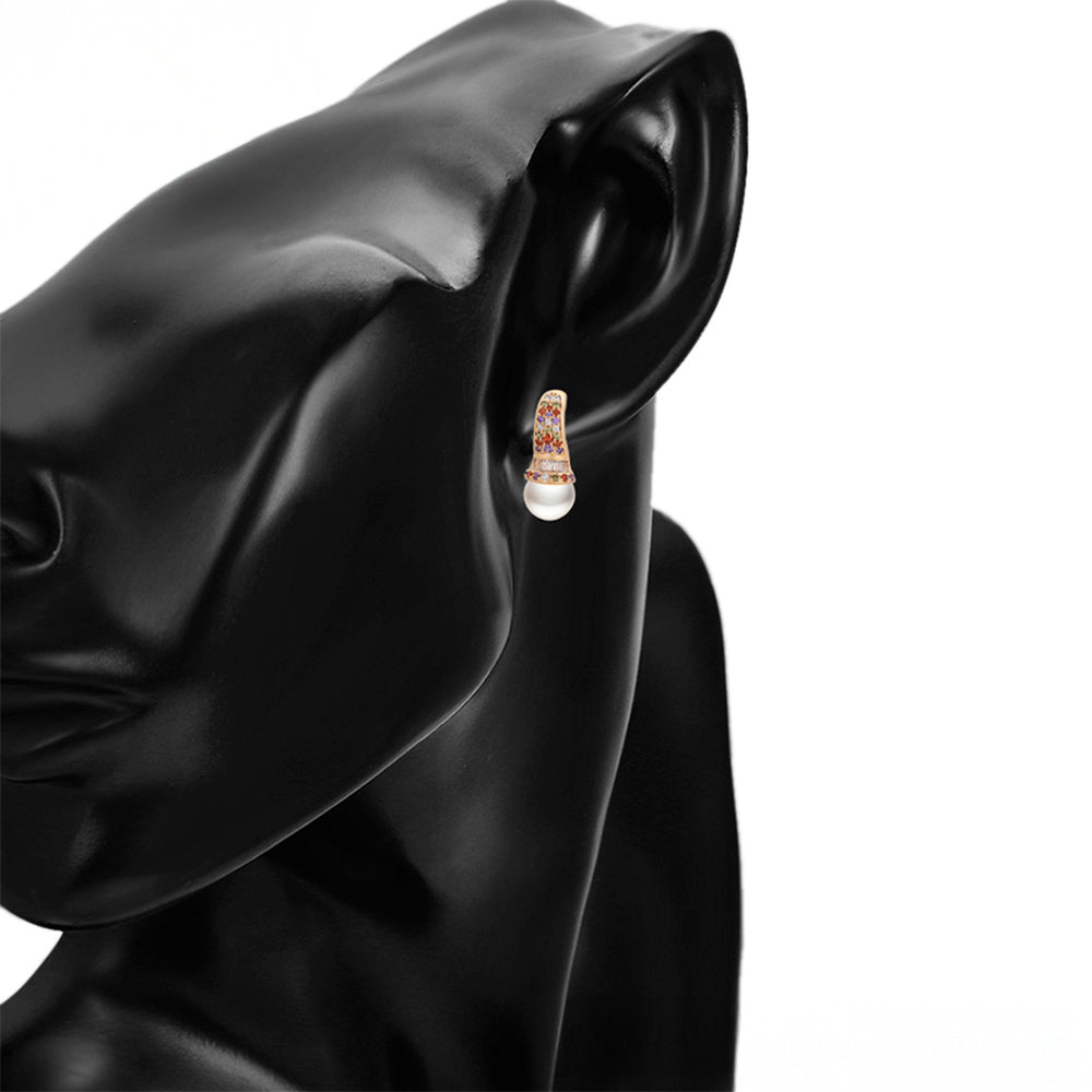 Cercei din Aliaj Placat cu Aur cu Cristal Roșu Emporia® și Perlă de cristal