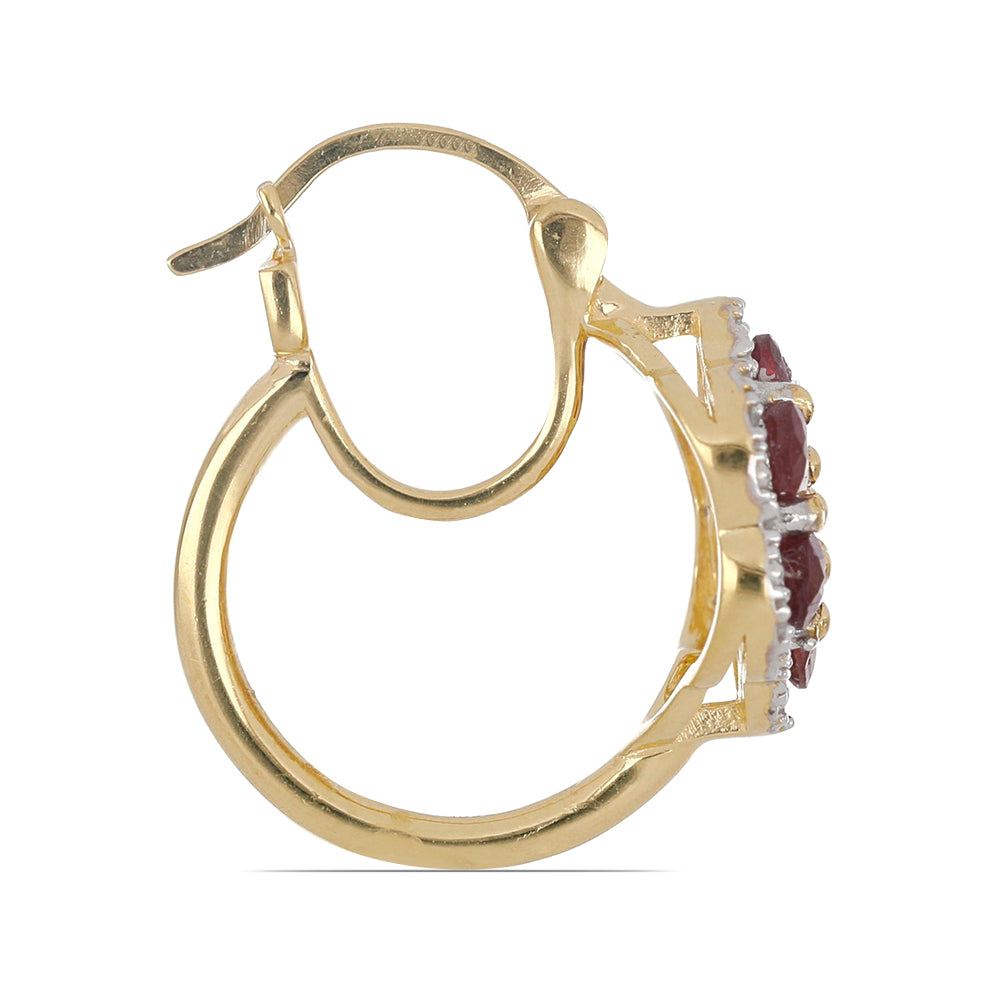 Cercei din Argint 925 Placat cu Aur ( 5.66 grame ) cu Rubin Malagasy și Topaz Alb 2.88 Carate