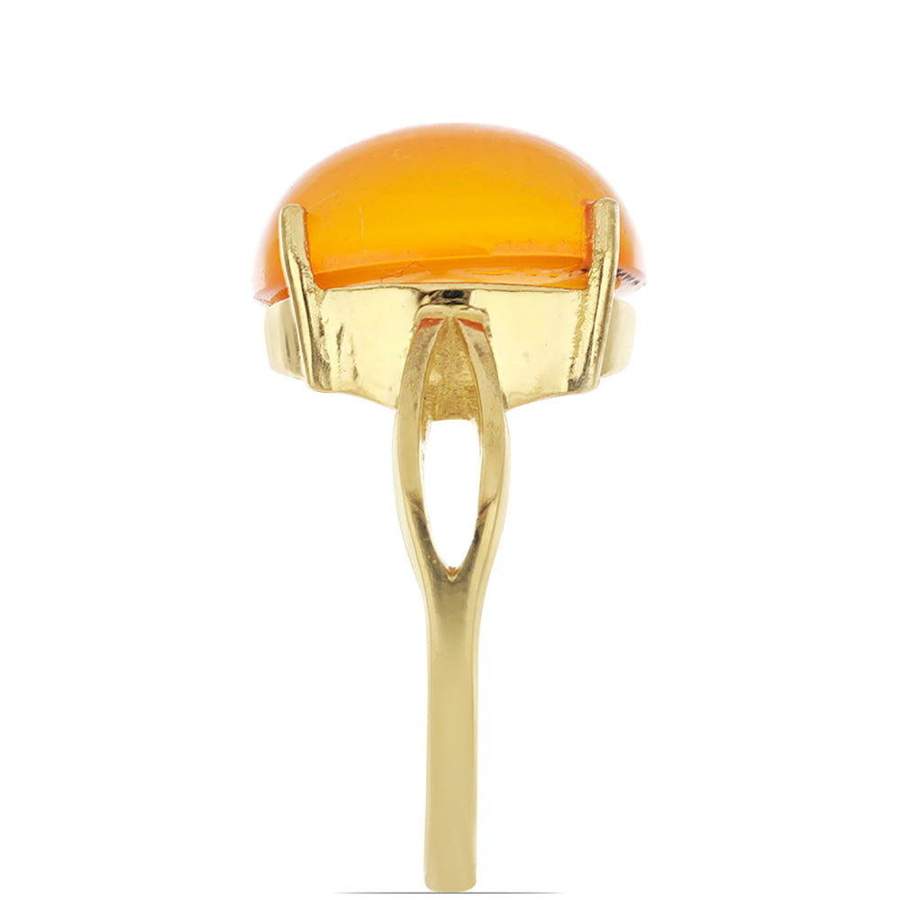 Inel din Argint 925 Placat cu Aur ( 2.77 grame ) cu Carneol Tagebau 9.91 Carate