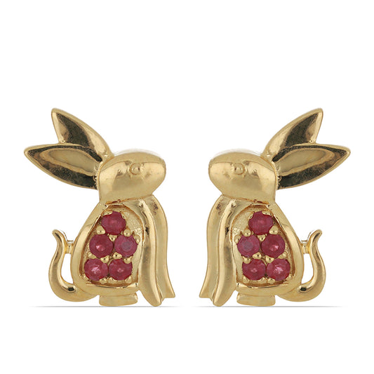 Cercei din Argint 925 Placat cu Aur ( 5.11 grame ) cu Rubin Malagasy 0.67 Carate