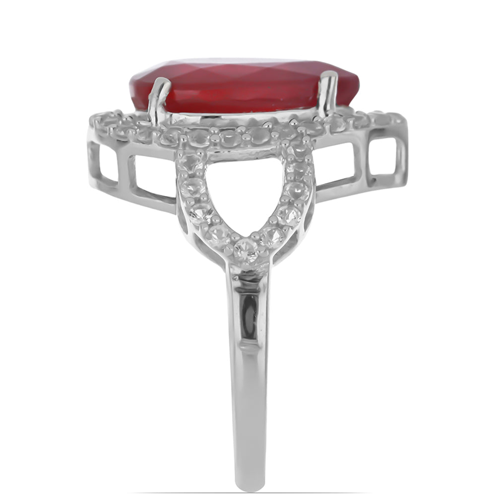 Inel din Argint 925 ( 3.72 grame ) cu Rubin Malagasy și Topaz Alb 8.19 Carate