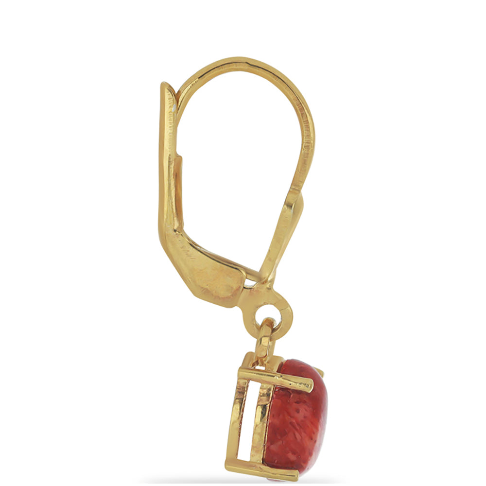 Cercei din Argint 925 Placat cu Aur ( 1.45 grame ) cu Coral Roșu Burete 1.39 Carate