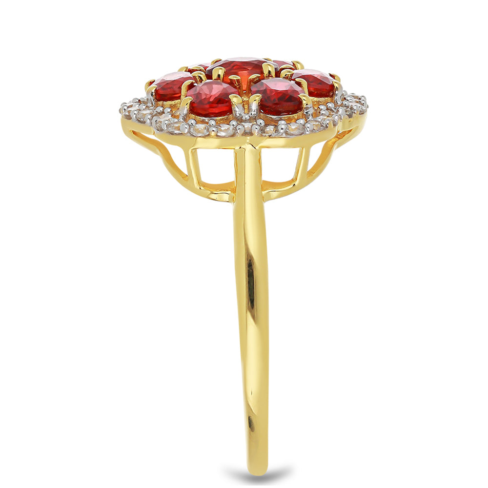 Inel din Aur de 9K ( 2.15 grame ) cu Safir Roșu Rosebery și Zircon Alb Natural 1.97 Carate