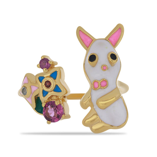 Inel din Argint 925 Placat cu Aur ( 5.95 grame ) cu Email și Granat Barton 0.45 Carate