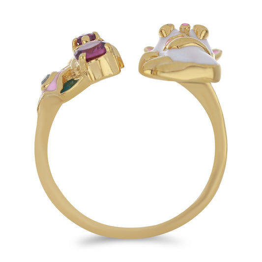 Inel din Argint 925 Placat cu Aur ( 5.95 grame ) cu Email și Granat Barton 0.45 Carate