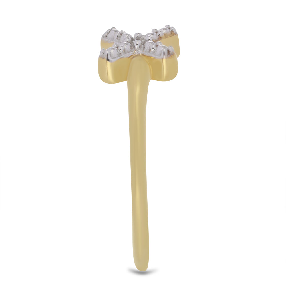 Inel din Argint 925 Placat cu Aur ( 2 grame ) cu Diamant Alb 0.03 Carate