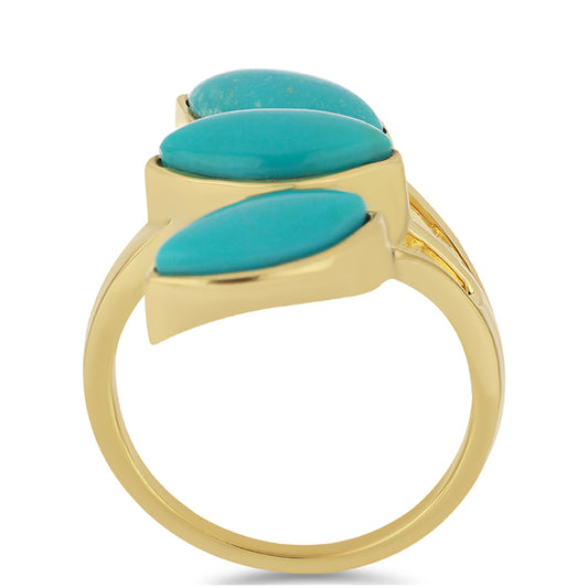 Inel din Argint 925 Placat cu Aur ( 4.54 grame ) cu Turcoaz ”Frumoasa Adormită” 5.66 Carate