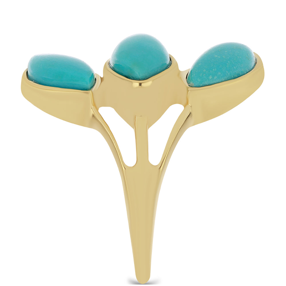 Inel din Argint 925 Placat cu Aur ( 4.54 grame ) cu Turcoaz ”Frumoasa Adormită” 5.66 Carate