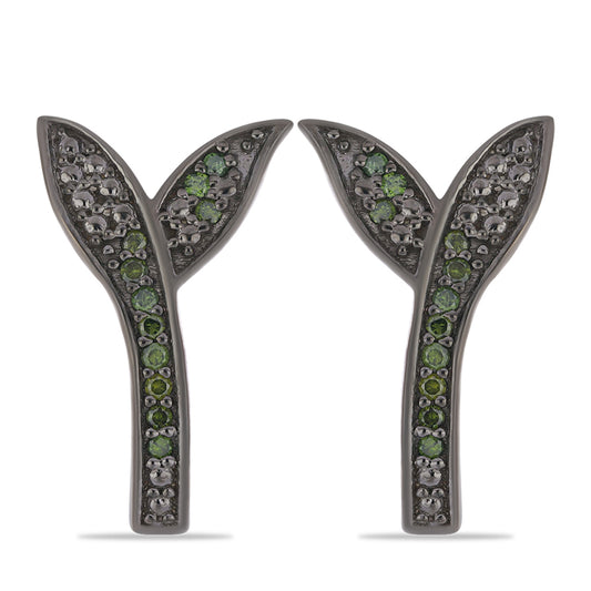 Cercei din Argint 925 ( 2.99 grame ) cu Diamant Verde 0.18 Carate
