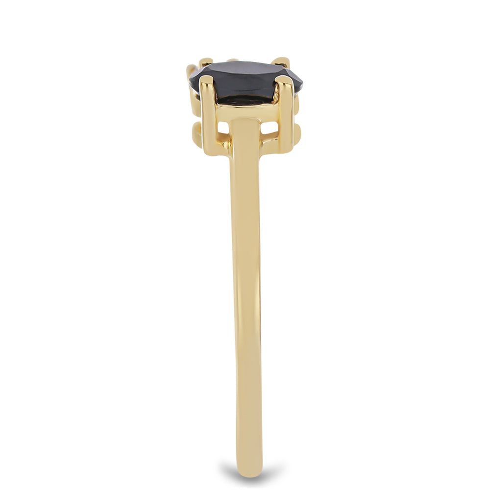Inel din Argint 925 Placat cu Aur ( 1.8 grame ) cu Spinel Negru Gorno Badakhshan și Topaz Alb 0.91 Carate