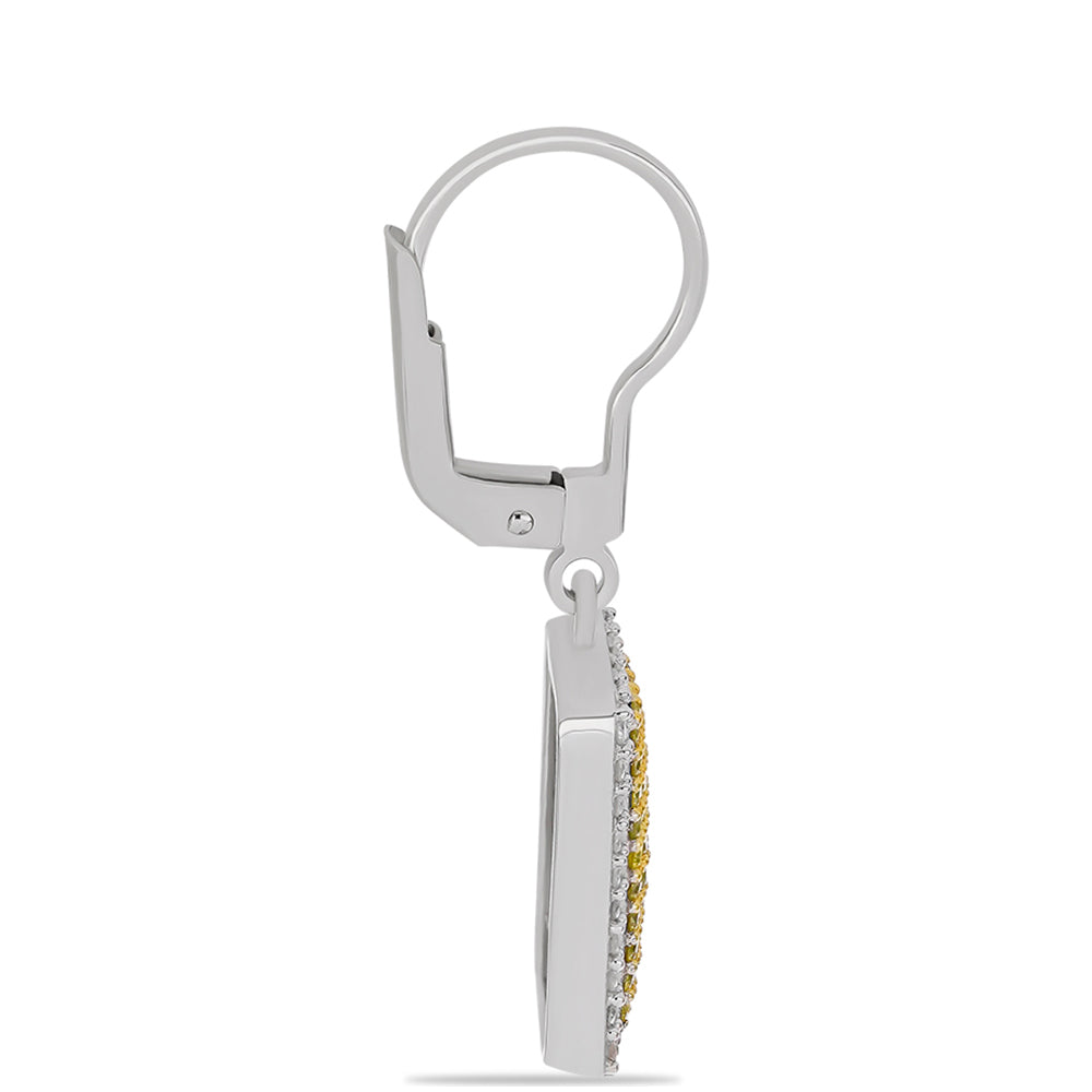 Cercei din Argint 925 Placat cu Aur de 2 tonuri ( 3.32 grame ) cu Diamant Galben și Diamant Alb 1 Carate
