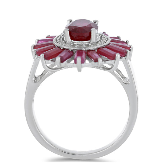 Inel din Argint 925 ( 5.41 grame ) cu Rubin Malagasy și Topaz Alb 5.08 Carate