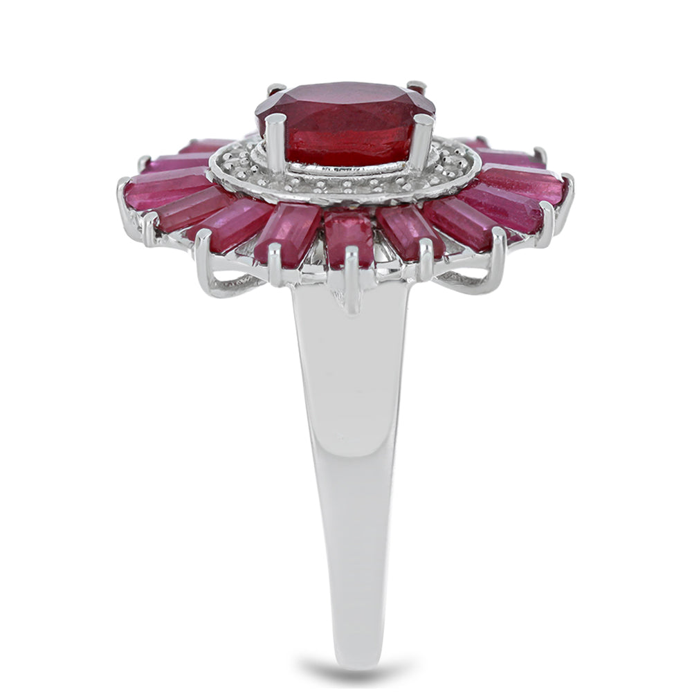 Inel din Argint 925 ( 5.41 grame ) cu Rubin Malagasy și Topaz Alb 5.08 Carate