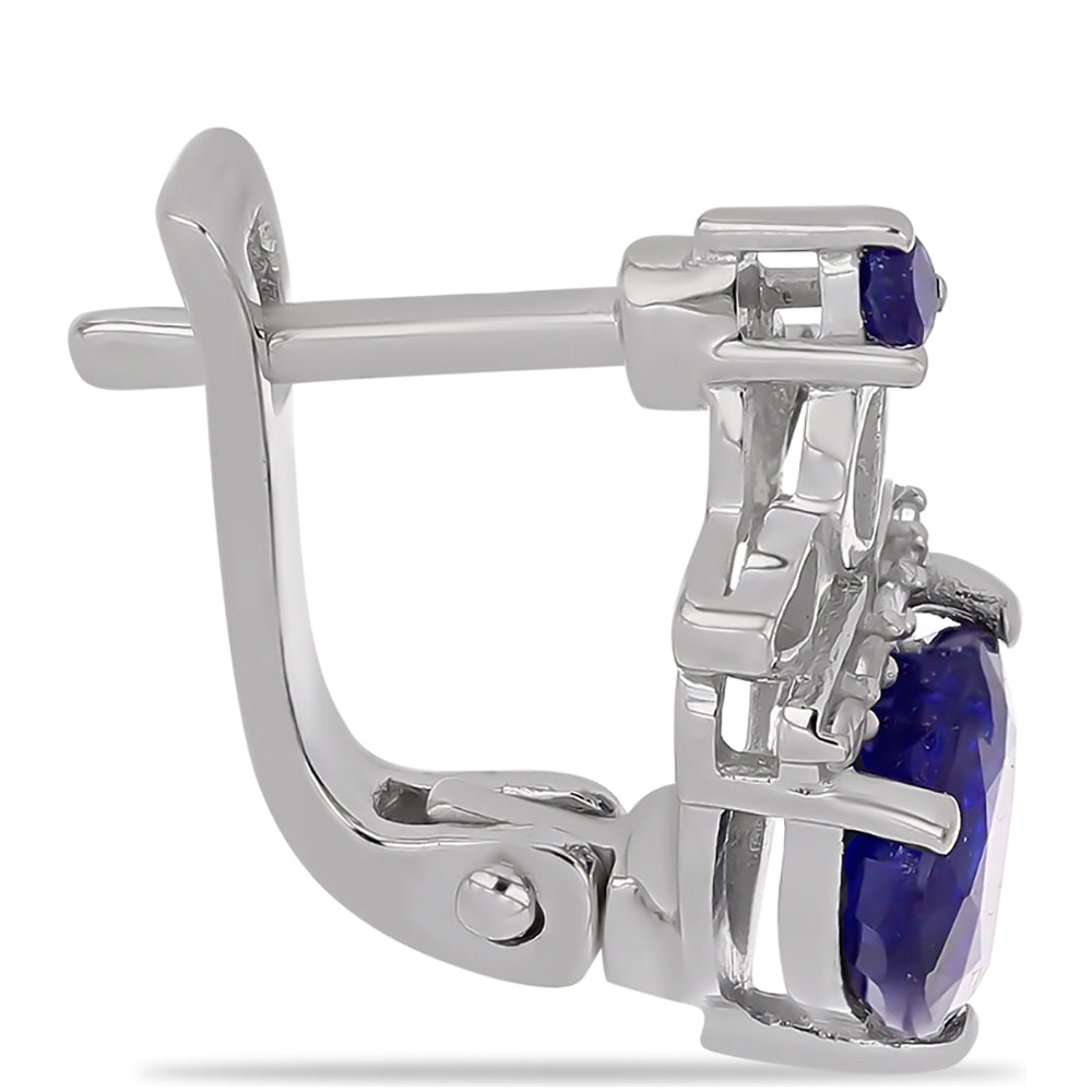 Cercei din Argint 925 ( 3.06 grame ) cu Safir Albastru Australian și Topaz Alb 3.39 Carate