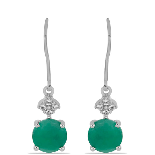 Cercei din Argint 925 ( 2.32 grame ) cu Smarald Brazilian și Topaz Alb 3.66 Carate