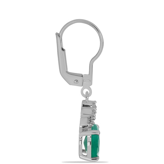 Cercei din Argint 925 ( 2.32 grame ) cu Smarald Brazilian și Topaz Alb 3.66 Carate