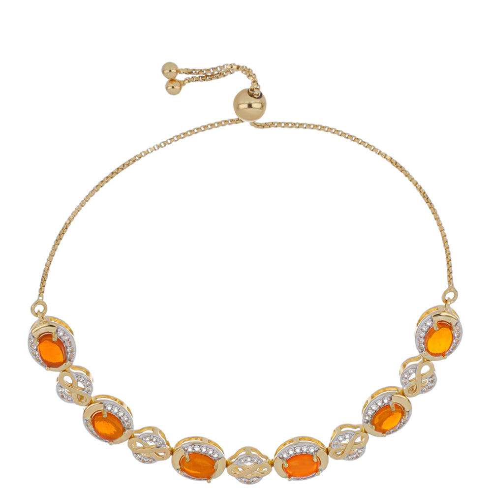 Brățară din Argint 925 Placat cu Aur ( 10.1 grame ) cu Opal de Foc Lega Dembi și Topaz Alb 3.73 Carate