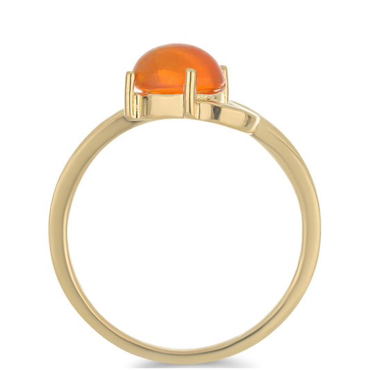 Inel din Argint 925 Placat cu Aur ( 2.76 grame ) cu Opal de Foc Lega Dembi și Topaz Alb 0.81 Carate