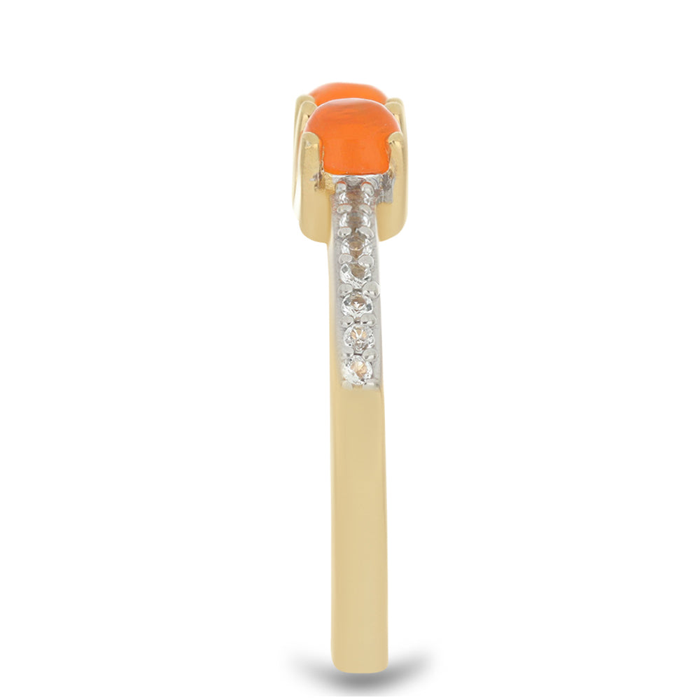 Inel din Argint 925 Placat cu Aur ( 2.51 grame ) cu Opal de Foc Lega Dembi și Topaz Alb 0.68 Carate