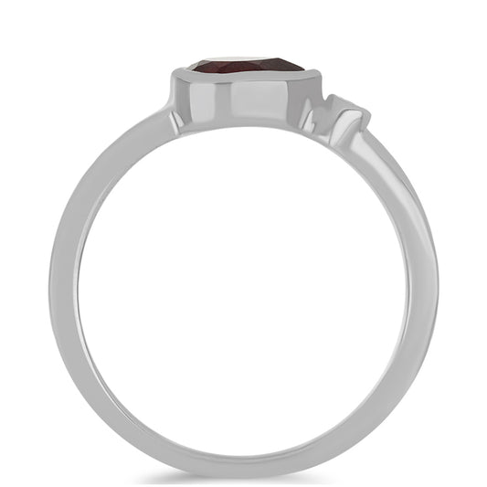 Inel din Argint 925 ( 2.25 grame ) cu Rubin Malagasy și Topaz Alb 0.97 Carate