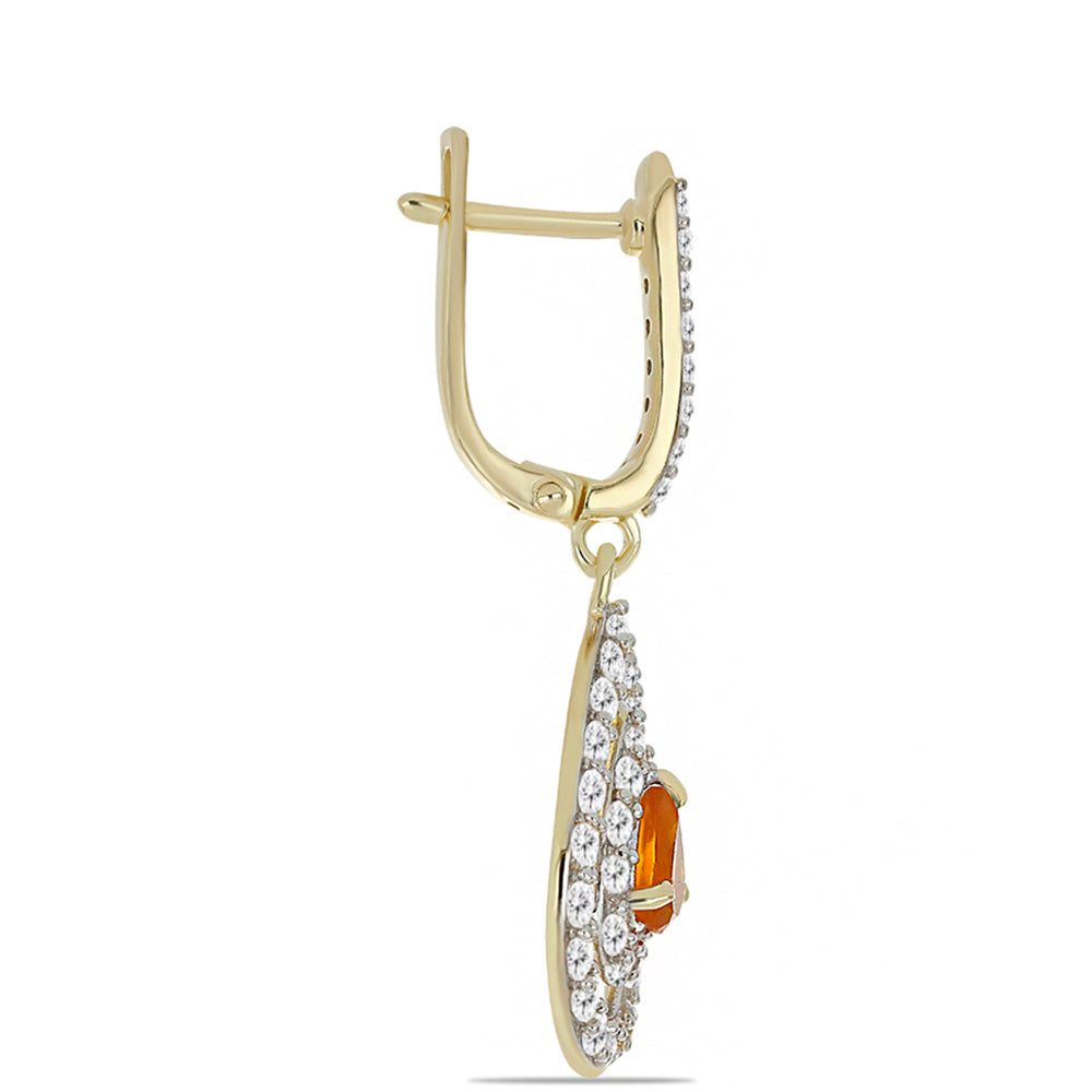 Cercei din Argint 925 Placat cu Aur ( 4.69 grame ) cu Carneol și Topaz Alb 3.63 Carate