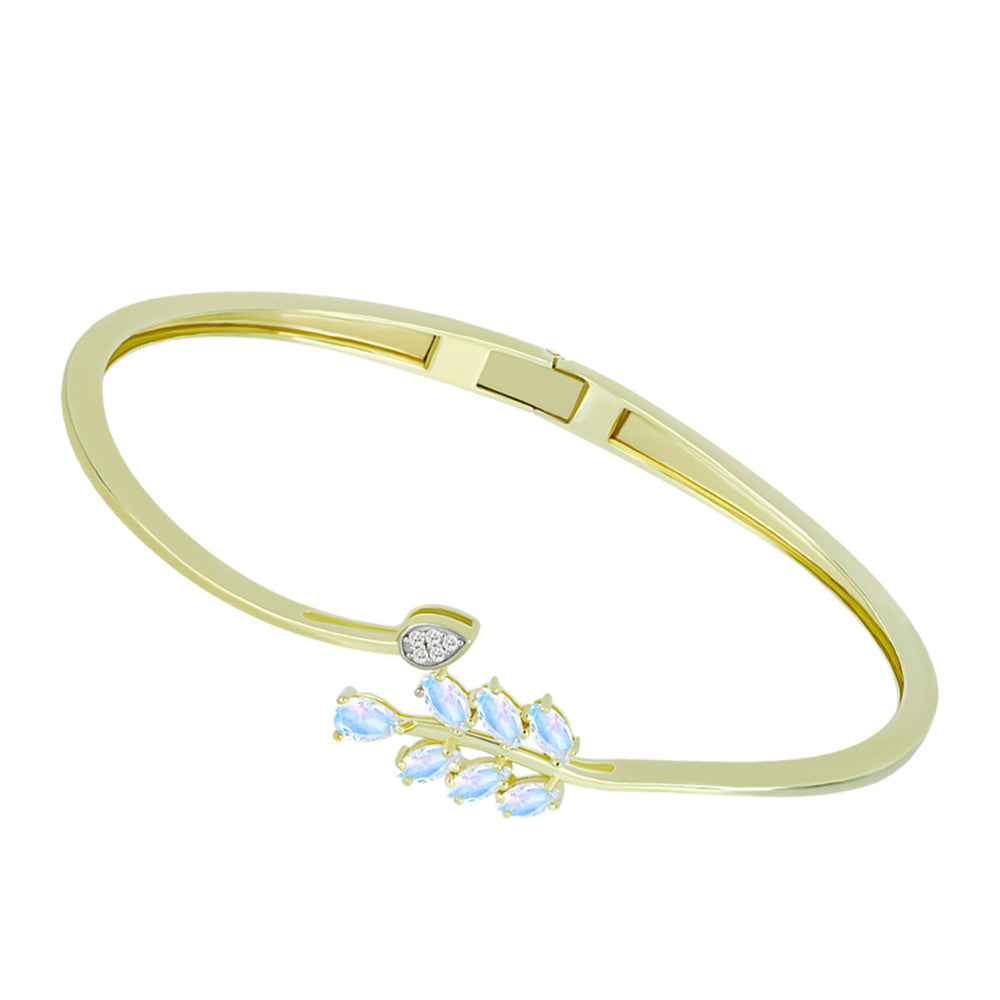 Brățară din Argint 925 Placat cu Aur ( 14.54 grame ) cu Piatra Lunii Curcubeu și Topaz Alb 1.06 Carate