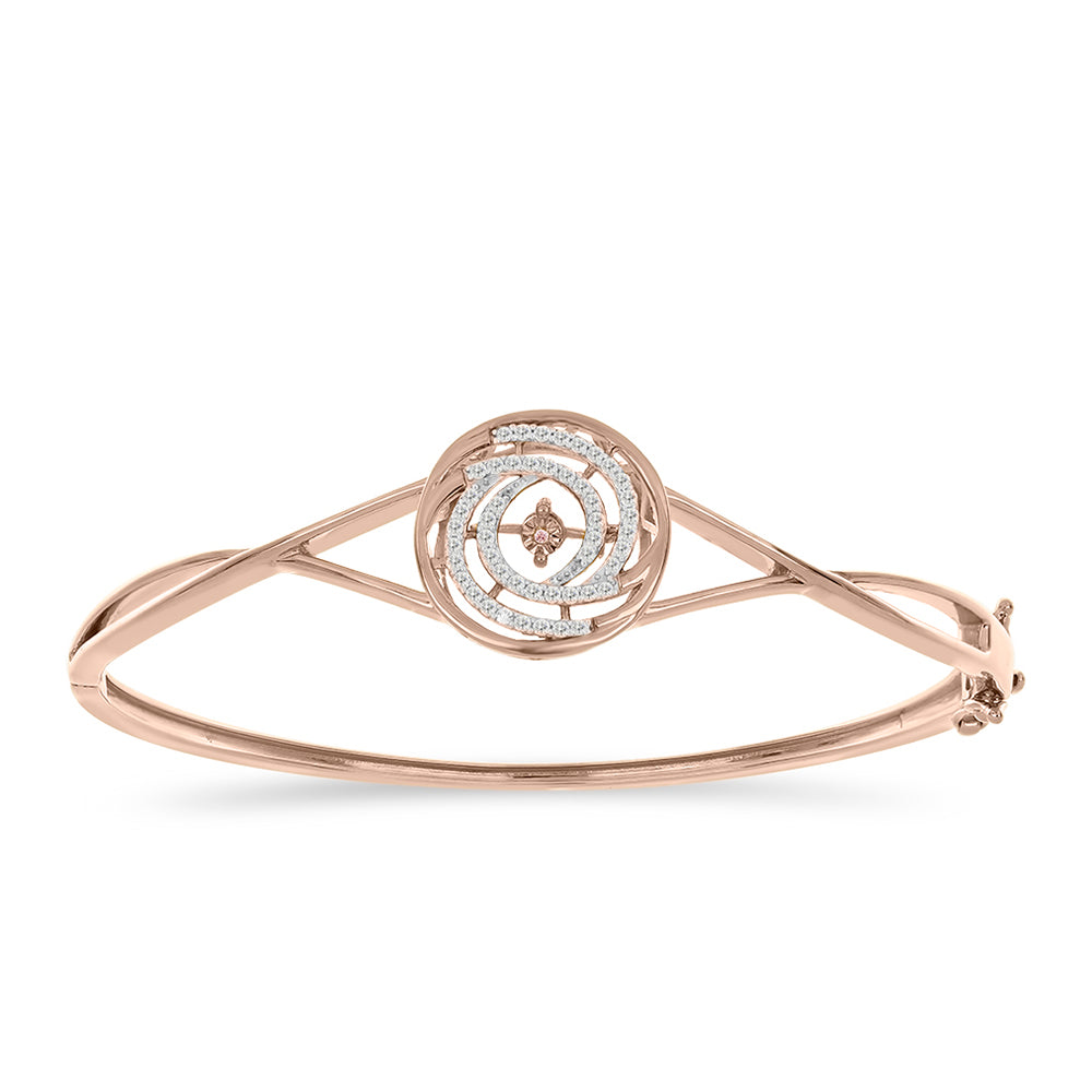 Brățară din Argint 925 Placat cu Aur Roz ( 14.43 grame ) cu Diamant Dansantor Roz și Topaz Alb 0.4 Carate