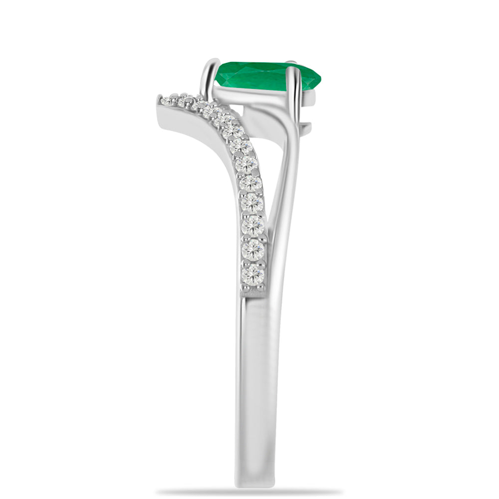 Inel din Argint 925 ( 2.58 grame ) cu Smarald Brazilian și Topaz Alb 0.56 Carate