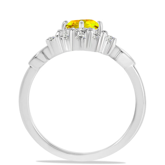 Inel din Argint 925 ( 2.77 grame ) cu Citrin Ural și Topaz Alb 1.09 Carate