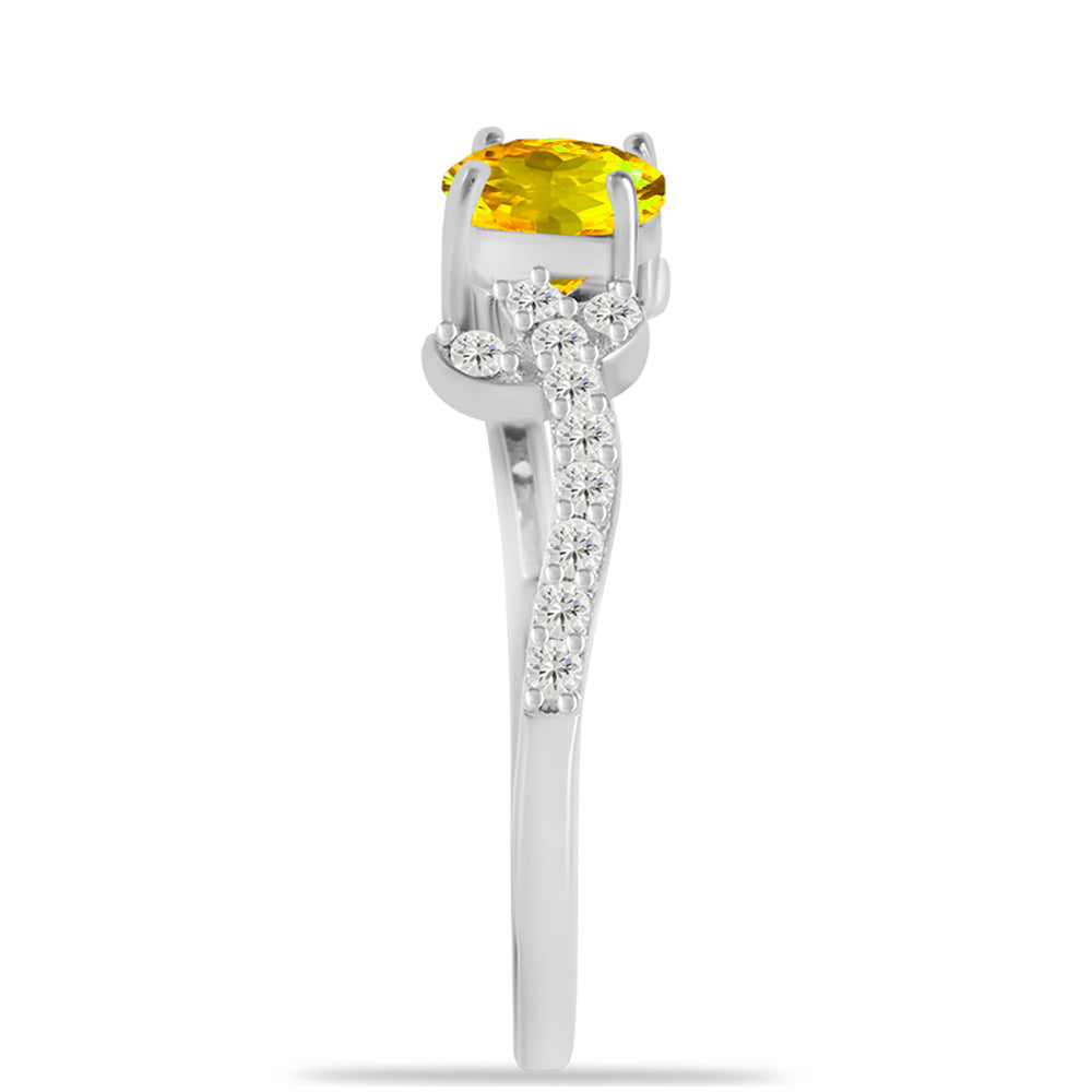 Inel din Argint 925 ( 1.87 grame ) cu Citrin Ural și Topaz Alb 1.17 Carate