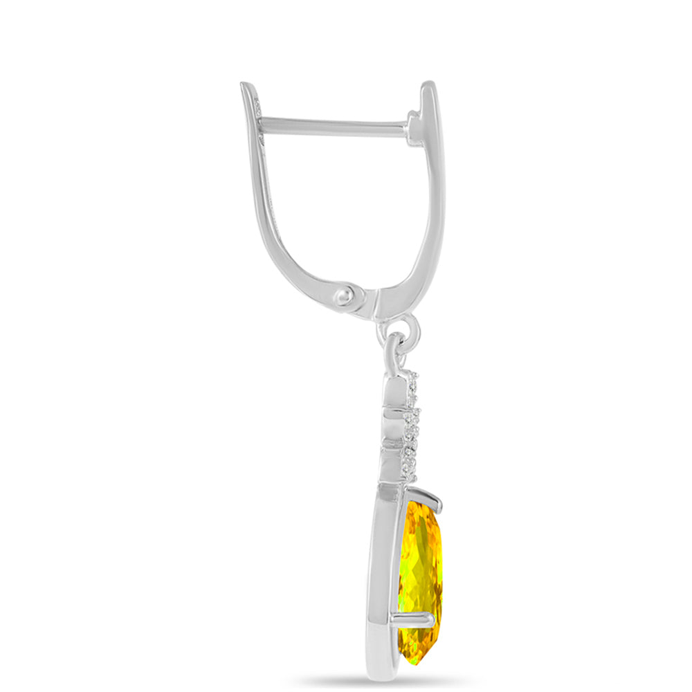 Cercei din Argint 925 ( 3.85 grame ) cu Citrin Ural și Topaz Alb 3.67 Carate