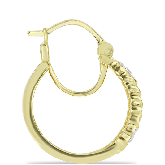 Cercei din Argint 925 Placat cu Aur ( 6.79 grame ) cu Diamant de culoarea Șampaniei și Diamant Alb 0.1 Carate