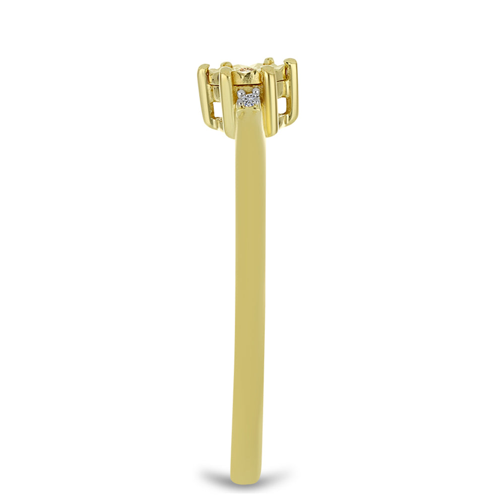 Inel din Argint 925 Placat cu Aur ( 1.73 grame ) cu Diamant de culoarea Șampaniei și Diamant Alb 0.02 Carate