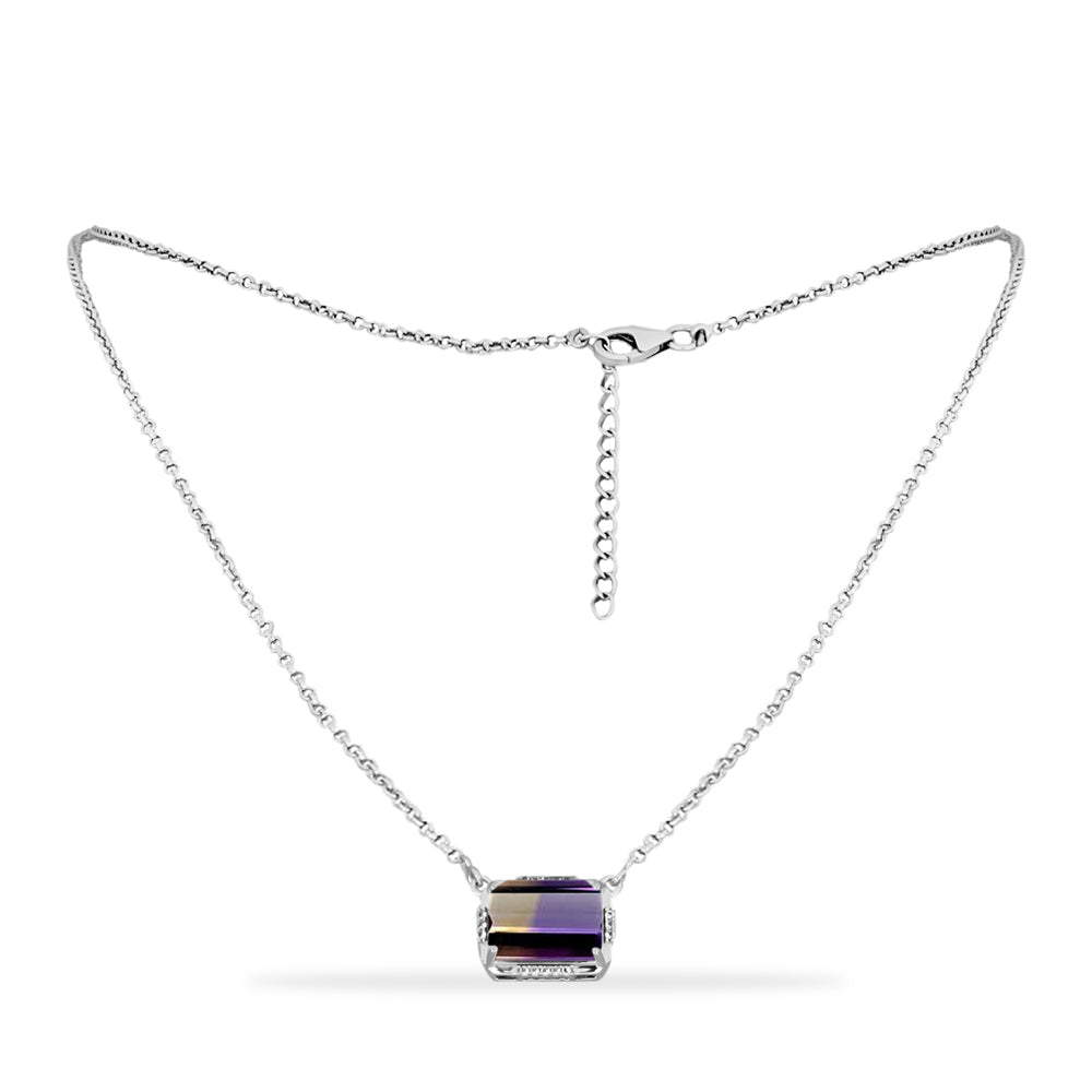 Colier din Argint 925 ( 5.36 grame ) cu Ametrin Anahi și Topaz Alb 7.25 Carate