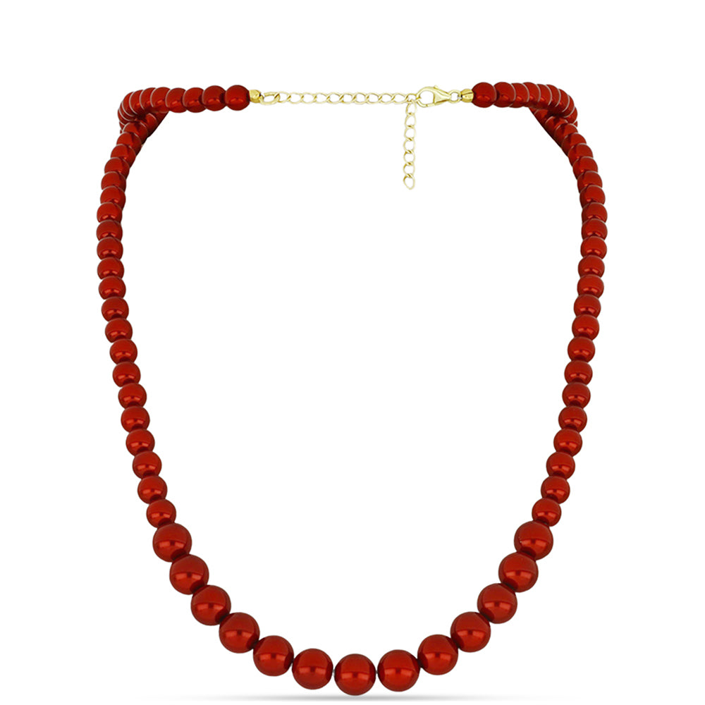 Colier din Argint 925 Placat cu Aur ( 1 grame ) cu Perlă de apă dulce roșie 119.32 Carate