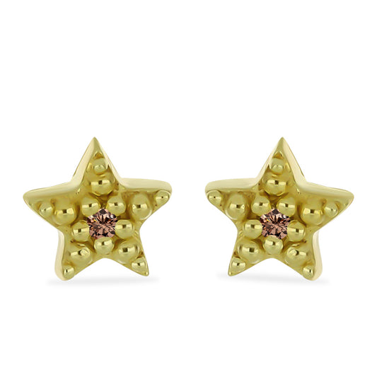 Cercei din Argint 925 Placat cu Aur ( 0.63 grame ) cu Diamant de culoarea Șampaniei 0.01 Carate