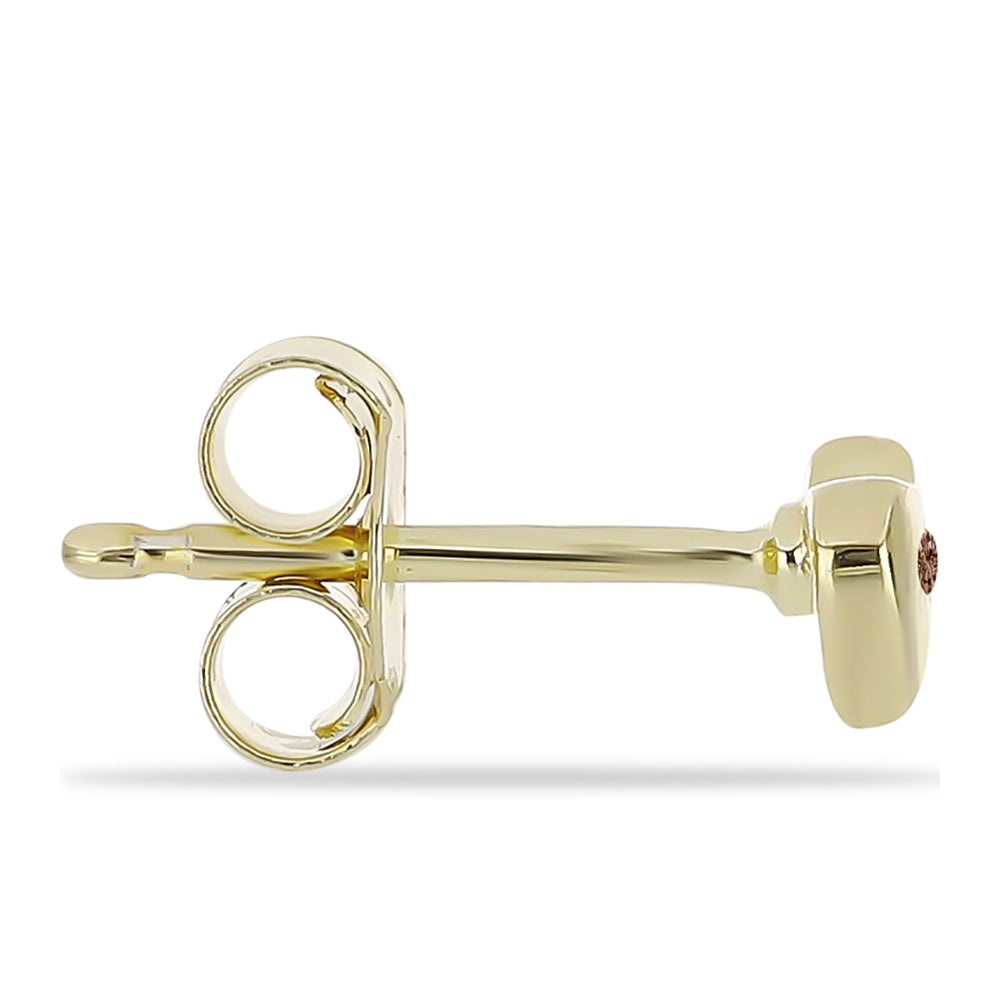 Cercei din Argint 925 Placat cu Aur ( 0.82 grame ) cu Diamant de culoarea Șampaniei 0.02 Carate