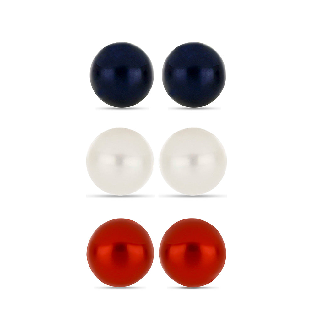 Set din Argint 925 Placat cu Aur ( 1.62 grame ) cu Perlă de apă dulce roșie și Perlă Albă de Cultură 8.73 Carate ( Cercei )