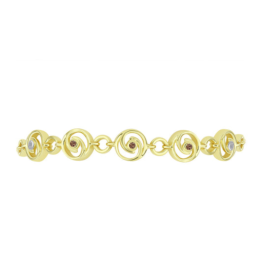 Brățară din Argint 925 Placat cu Aur ( 7.09 grame ) cu Diamant de culoarea Șampaniei și Diamant Alb 0.09 Carate