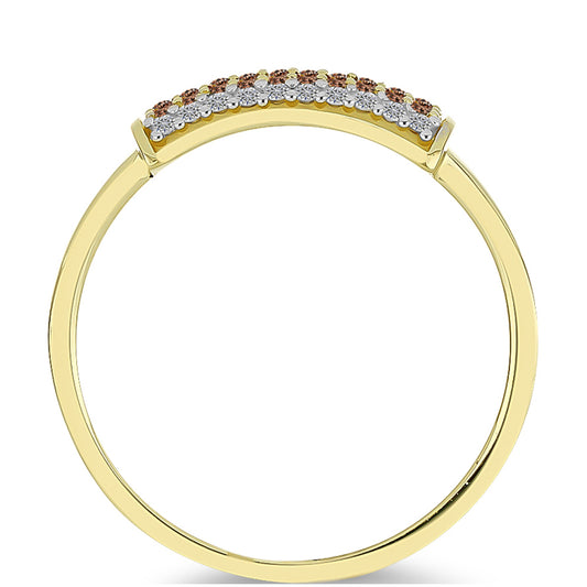Inel din Argint 925 Placat cu Aur ( 2.52 grame ) cu Diamant de culoarea Șampaniei și Diamant Alb 0.32 Carate