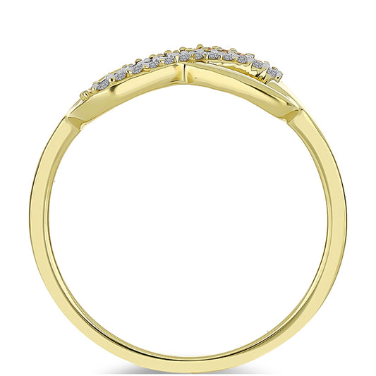 Inel din Argint 925 Placat cu Aur ( 2.56 grame ) cu Diamant de culoarea Șampaniei și Diamant Alb 0.16 Carate