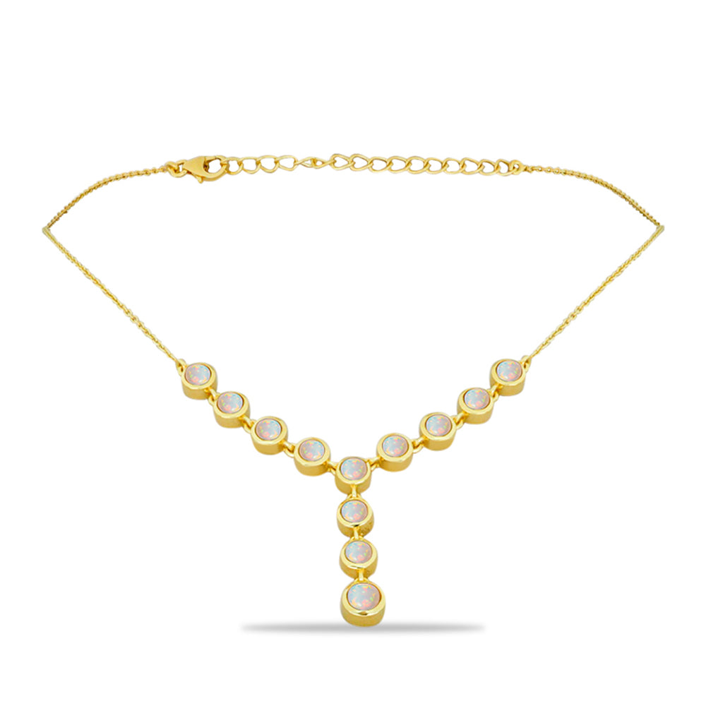 Colier din Argint 925 Placat cu Aur ( 8.09 grame ) cu Opal Welo 2.24 Carate